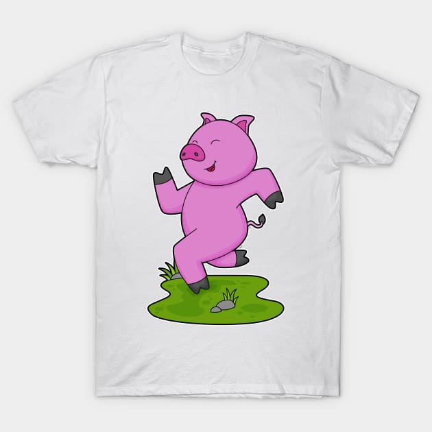 Pig Running Fitness T-Shirt by Markus Schnabel